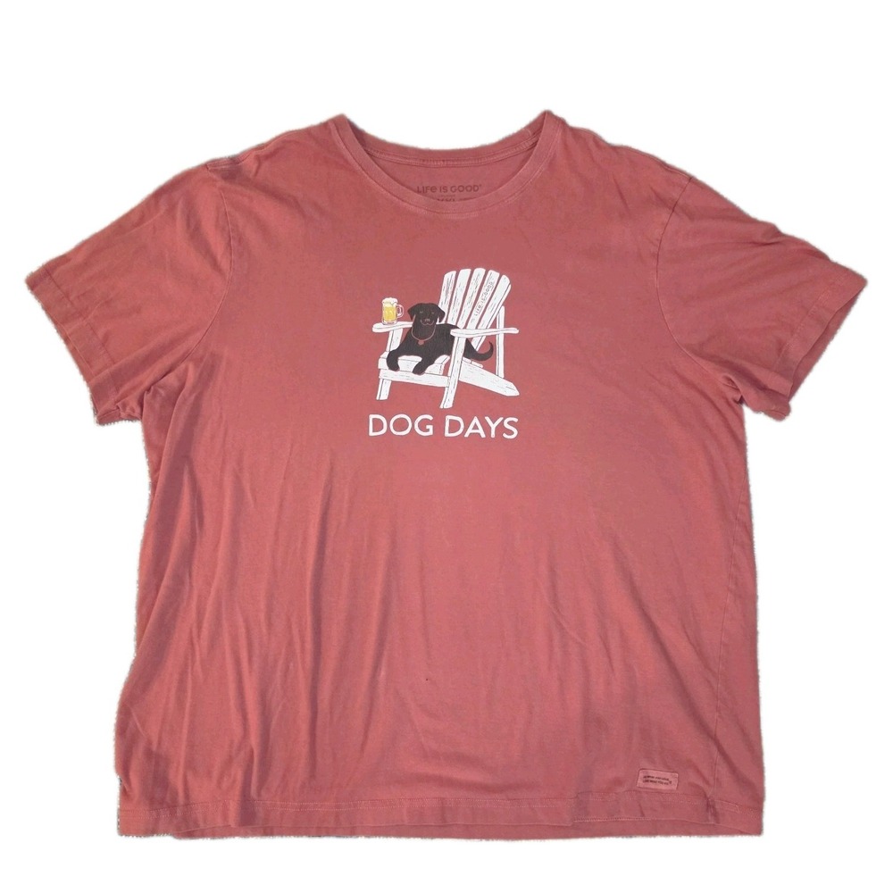Life is Good Crusher Tee Men's 2XL Red Dog Days Graphic Crew Neck T-Shirt